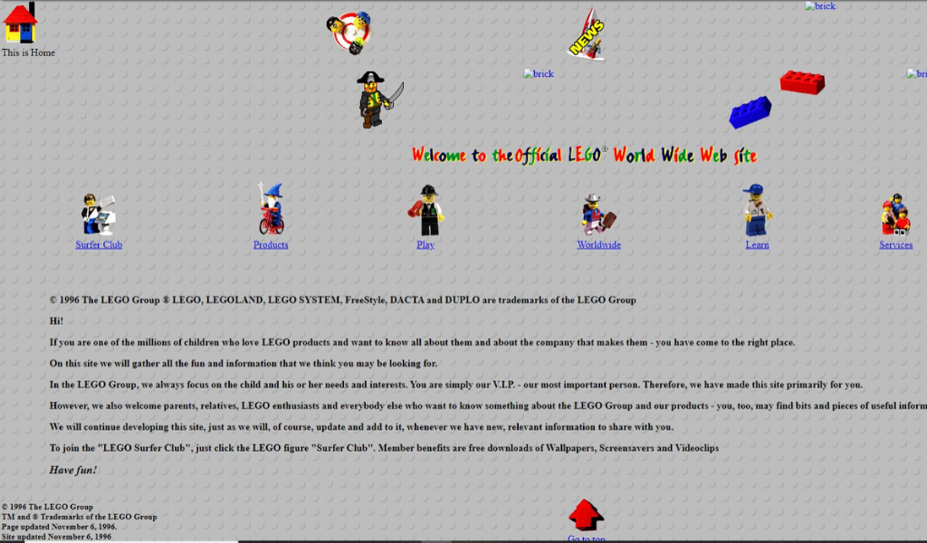 Lego Website 1996