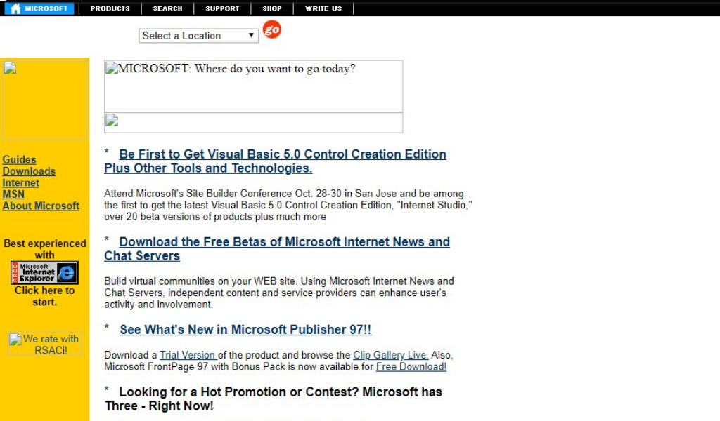 Microsoft Website 1996