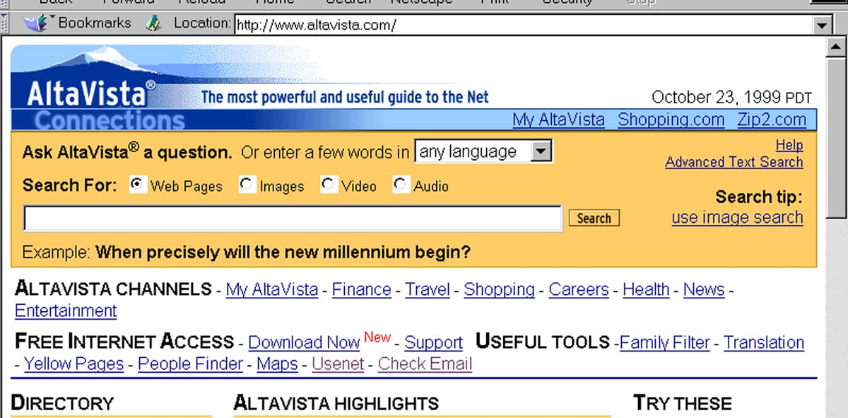 Altavista in the 90s