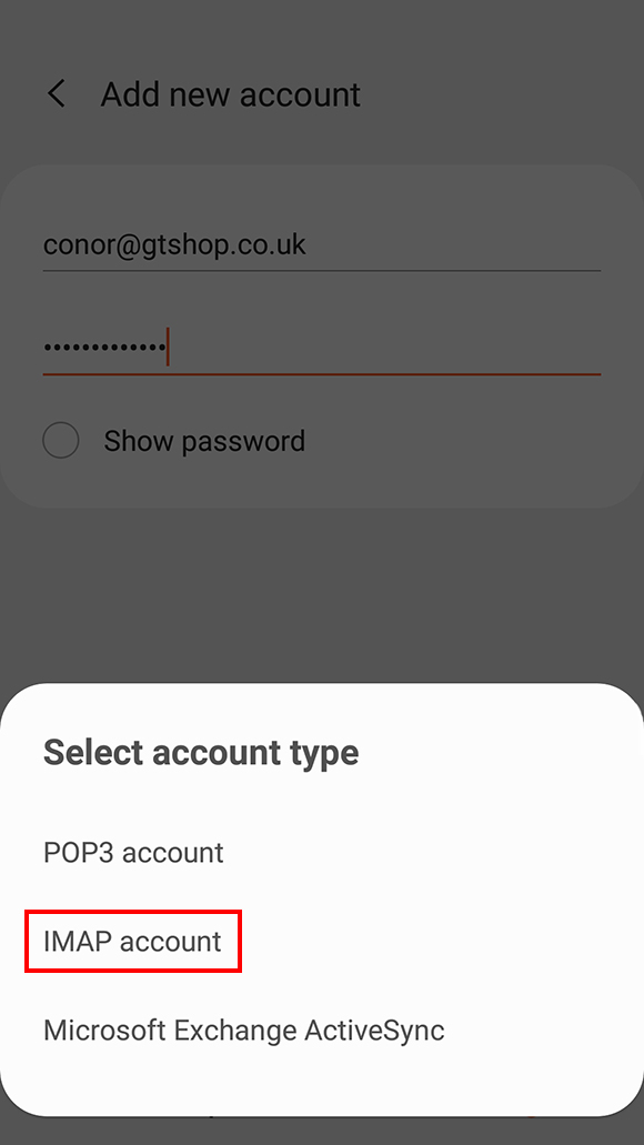 Select Account Type