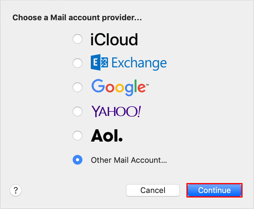 Choose Mac Mail Account Provider