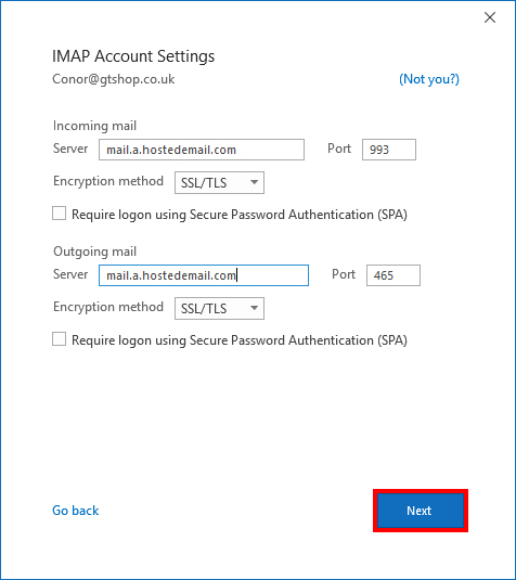 IMAP Account Settings