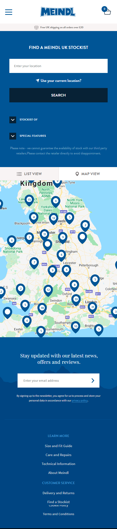 Meindl uk stockists map on mobile